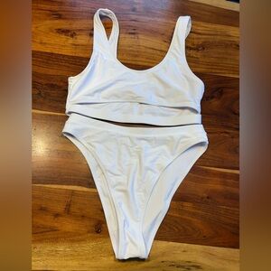 Blooming jelly white cut out high waisted bikini